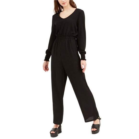 NWT Ultra Flirt Women's Textured Paperbag Jumpsuit Black Size XL - Picture 10 of 13